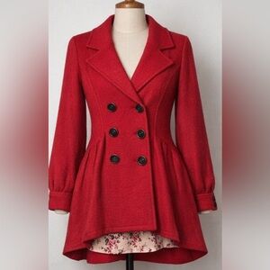 Free People Red Wool Coat Size S - Romantic/ Boho style